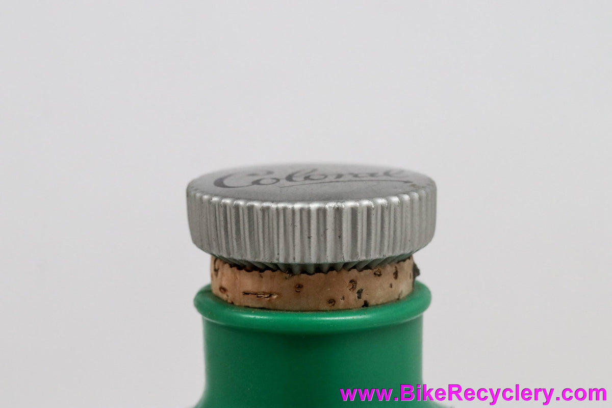 NOS Coloral Water Bottle: Green Ribbed Plastic - Cork Top - 1940's 1950's 1960's