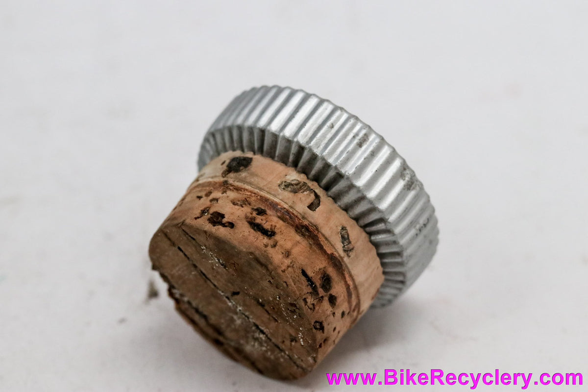 NOS Coloral Water Bottle: Green Ribbed Plastic - Cork Top - 1940's 1950's 1960's