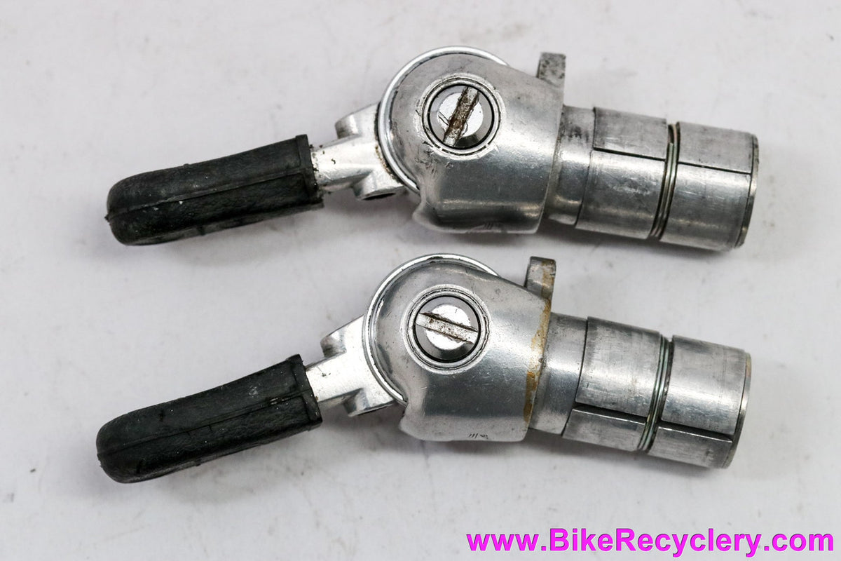 1st Gen Shimano Dura Ace L-600 Fingertip Touch Bar End Shifters: 1970's - BLACK! Friction (EXC)