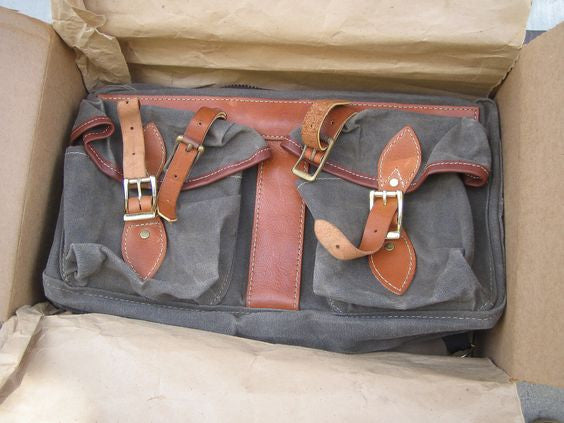 Rivendell / Carradice Large Handlebar Bag: Waxed Canvas - For Decaleur - 16" x 10"- Two Rear Pockets - Top Zipper  (NEW)