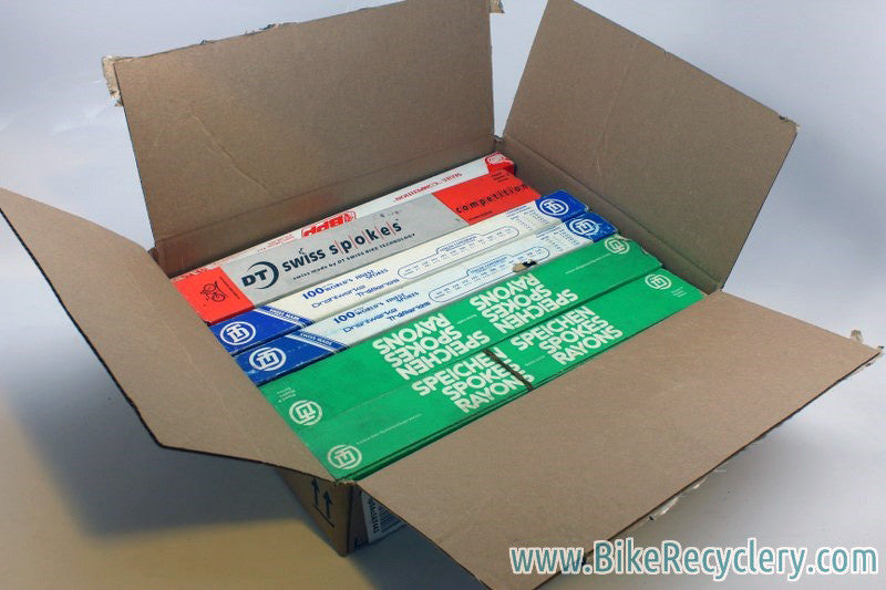 NIB Mixed DT Swiss Spoke Lot: 11 Boxes ~2000 Spokes Competition Aero Speed Butted Green Box