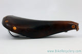 Vintage Brooks Professional Leather Saddle: Brown, Brass Rivets 1970's