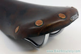 Vintage Brooks Professional Leather Saddle: Brown, Brass Rivets 1970's