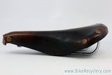Vintage Brooks Professional Leather Saddle: Brown, Brass Rivets 1970's