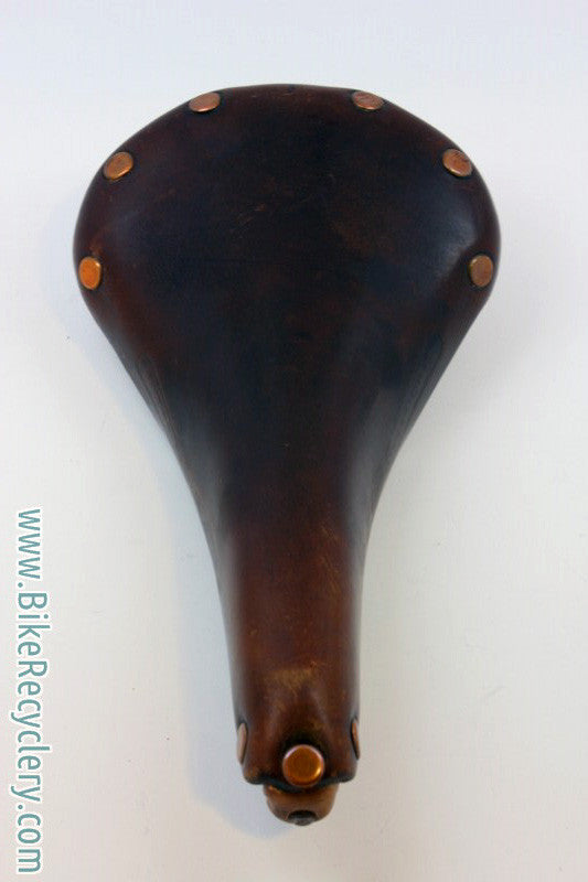 Vintage Brooks Professional Leather Saddle: Brown, Brass Rivets 1970's