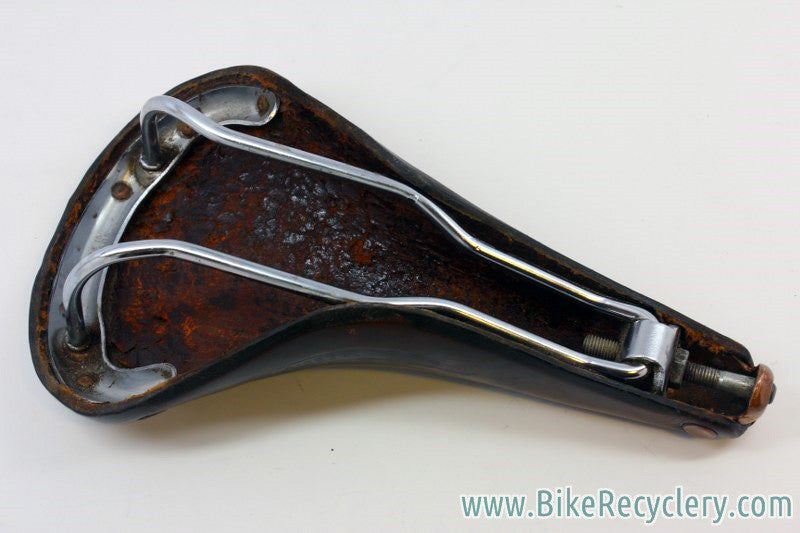Vintage Brooks Professional Leather Saddle: Brown, Brass Rivets 1970's