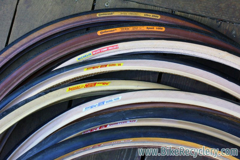 NOS/Used Vintage Road Tire Lot: 700c (& one 27") Avocet FasGrip/Duro/K20, Continental (Ultra) Sport 1000, Michelin HI-Lite (8 Tires)