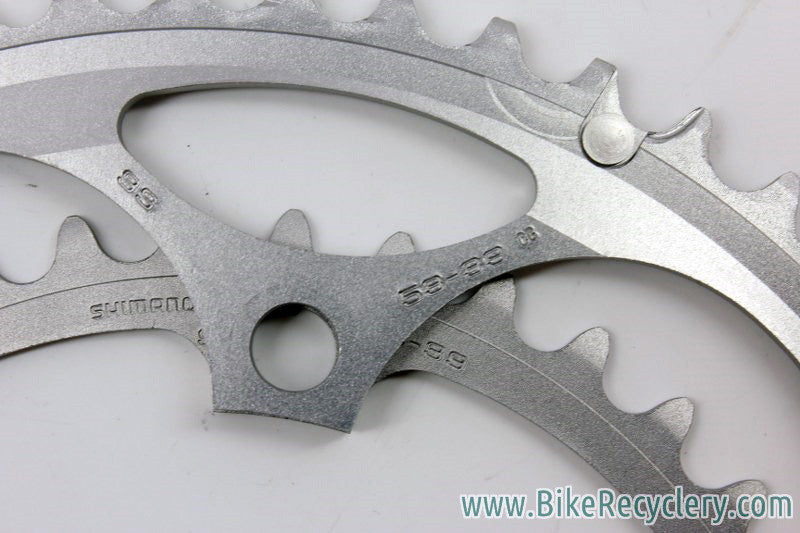 NOS Shimano 9 Speed Road Chainring Set: 130mm BCD, 53T & 39T, Grey Metallic