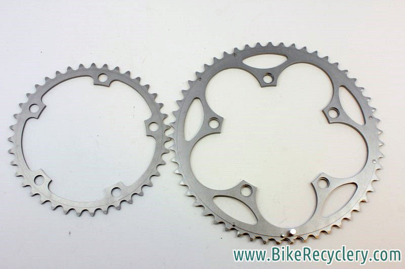 NOS Shimano 9 Speed Road Chainring Set: 130mm BCD, 53T & 39T, Grey Metallic