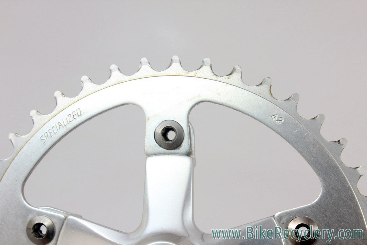 Vintage Specialized Racing Flag Road Bike Crankset: 170mm, 42T Singlespeed (or Double), 110mm, Silver