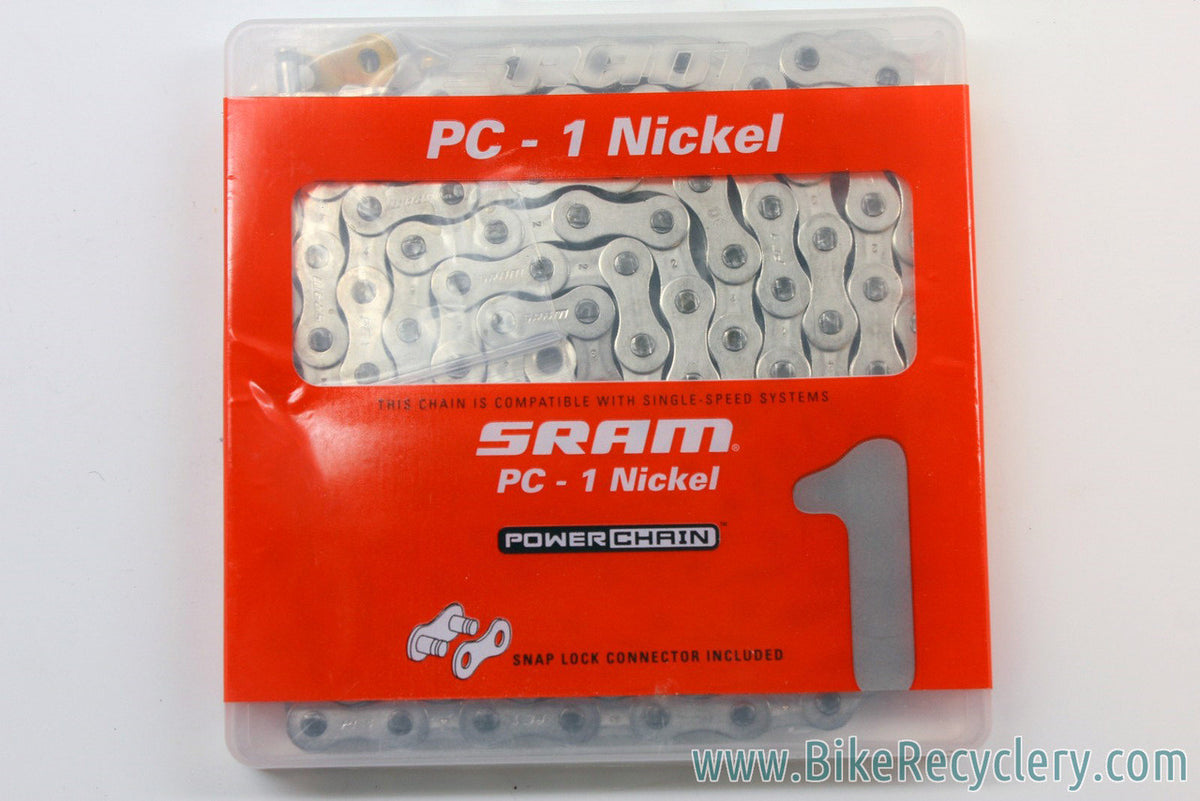 Sram PC-1 Singlespeed Chain: 1/8"- Silver/Nickel - Snap-Lock Connecter - 114L
