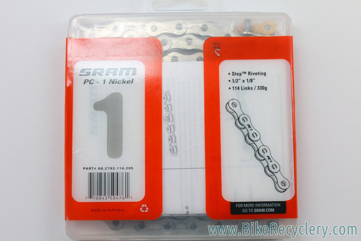 Sram PC-1 Singlespeed Chain: 1/8"- Silver/Nickel - Snap-Lock Connecter - 114L