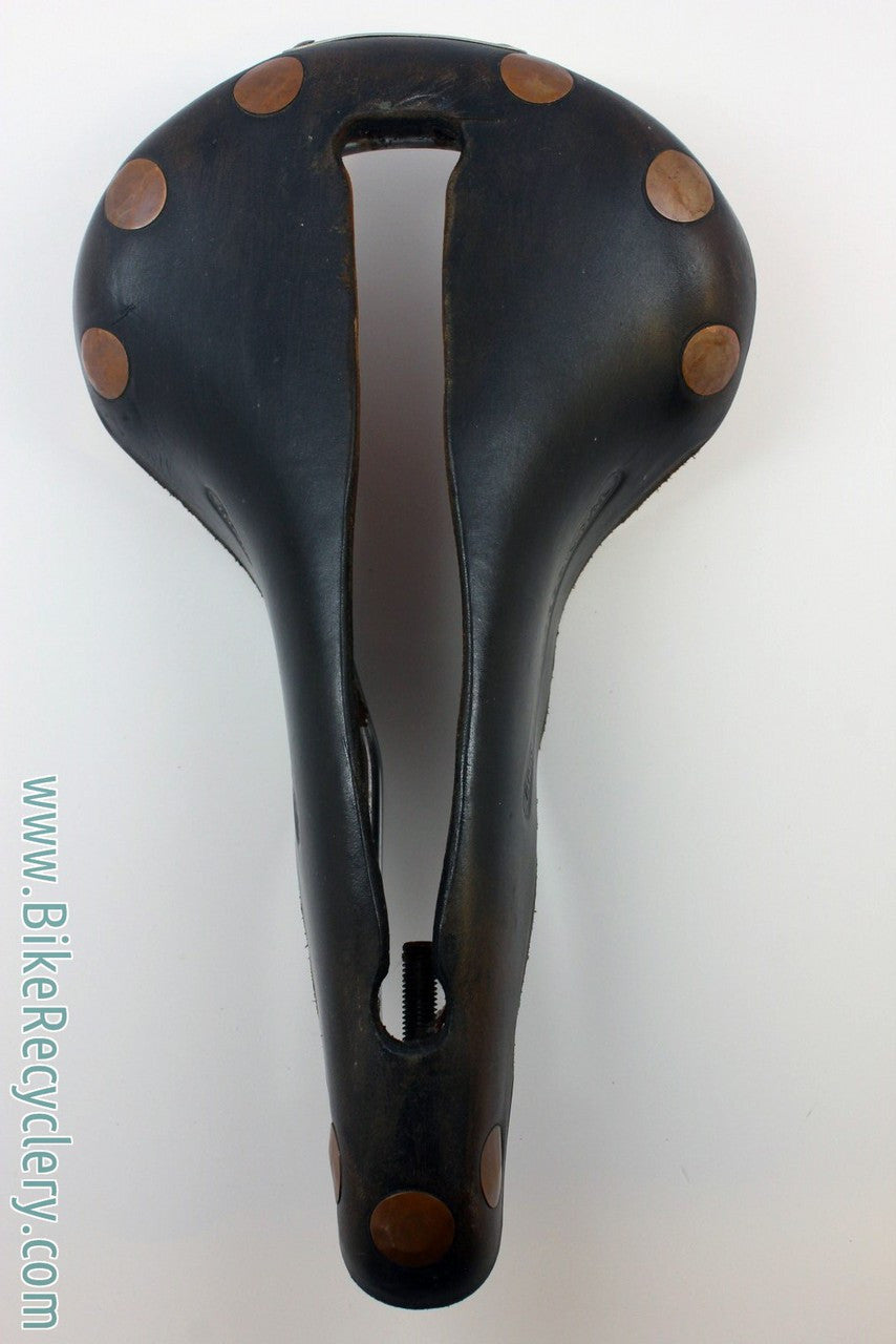 Vintage Brooks Professional Leather Saddle: Selle Anatomica Cutout, Brown, Large Brass Rivets 1970's, Near Mint