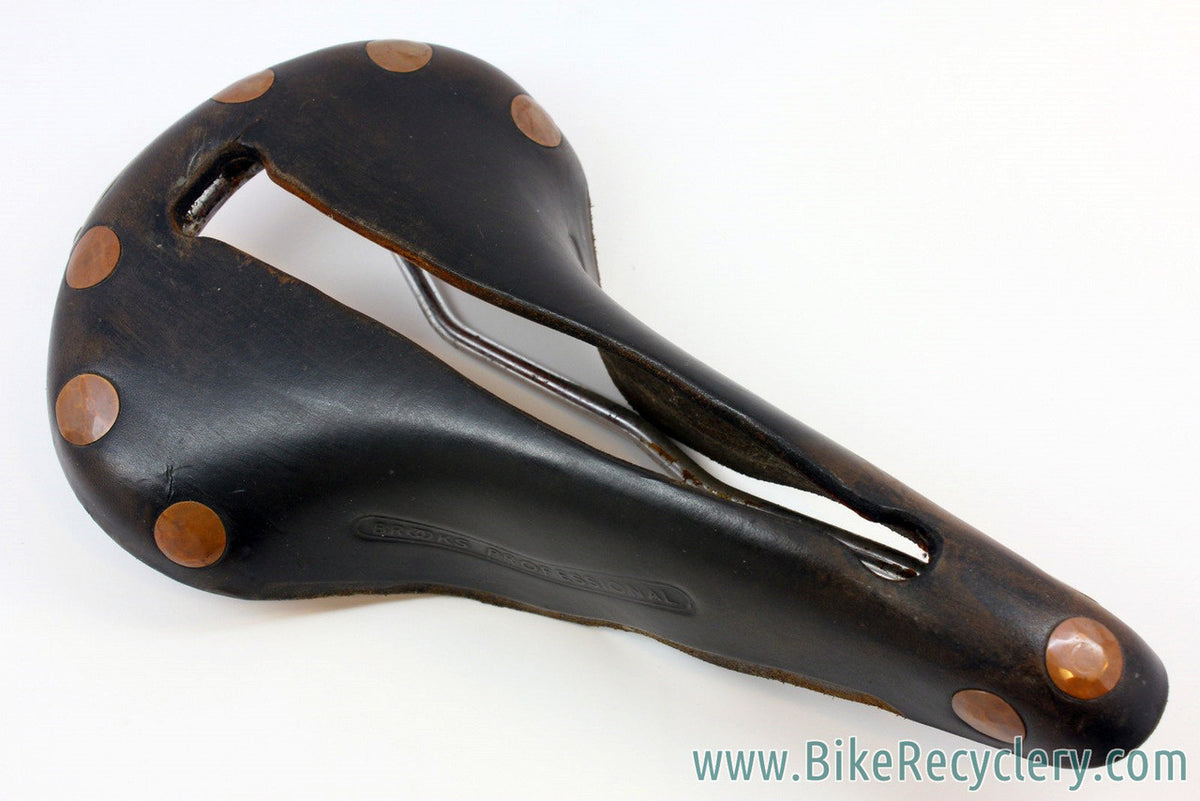 Vintage Brooks Professional Leather Saddle: Selle Anatomica Cutout, Brown, Large Brass Rivets 1970's, Near Mint