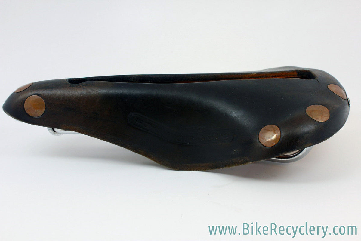 Vintage Brooks Professional Leather Saddle: Selle Anatomica Cutout, Brown, Large Brass Rivets 1970's, Near Mint