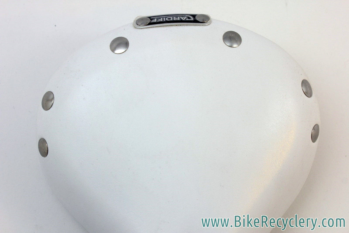 NEW Cardiff Cambria Leather Saddle: "Swallow" Narrow Race Shape, Polar White, (BLEMISH)