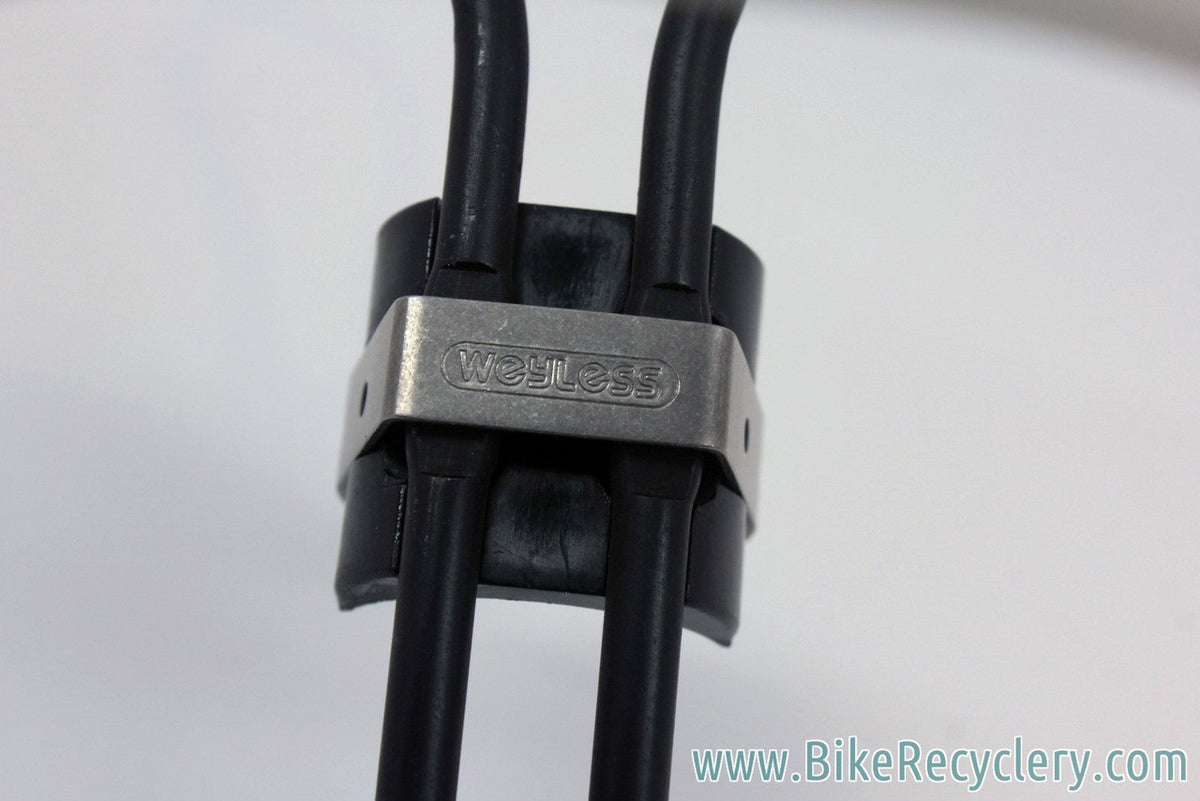 NOS Weyless Water Bottle Cage: Clamp On Mount, Black/White, RARE