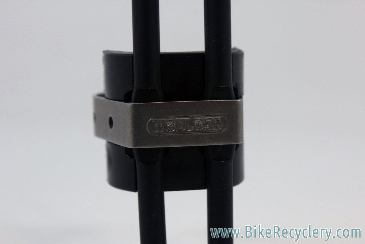 NOS Weyless Water Bottle Cage: Clamp On Mount, Black/White, RARE