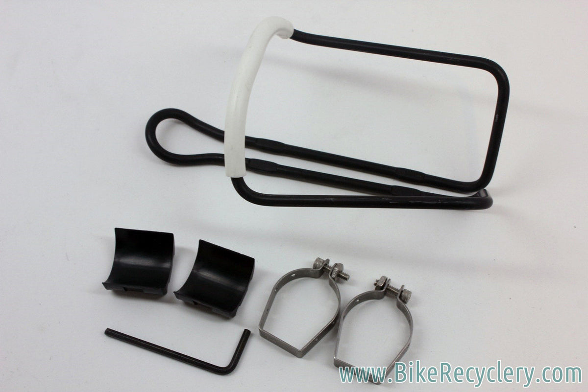 NOS Weyless Water Bottle Cage: Clamp On Mount, Black/White, RARE
