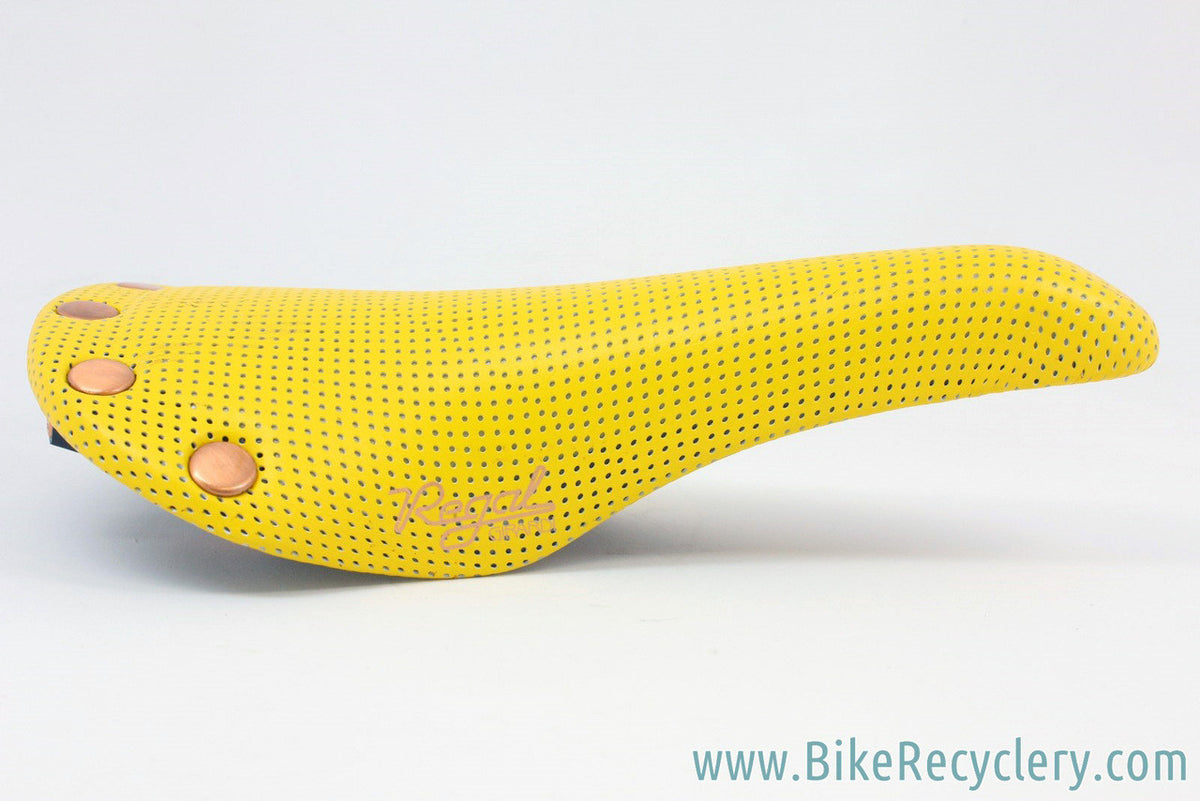 NOS Vintage San Marco Regal Girardi: Perforated Leather - Lemon Yellow - Copper Rails/Rivets - RARE