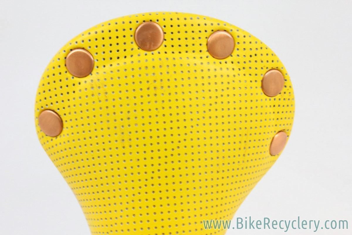 NOS Vintage San Marco Regal Girardi: Perforated Leather - Lemon Yellow - Copper Rails/Rivets - RARE