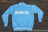 Bianchi Wool Trainer / Apres Sweater: Blue - Vintage Styled  - XL to XXL US