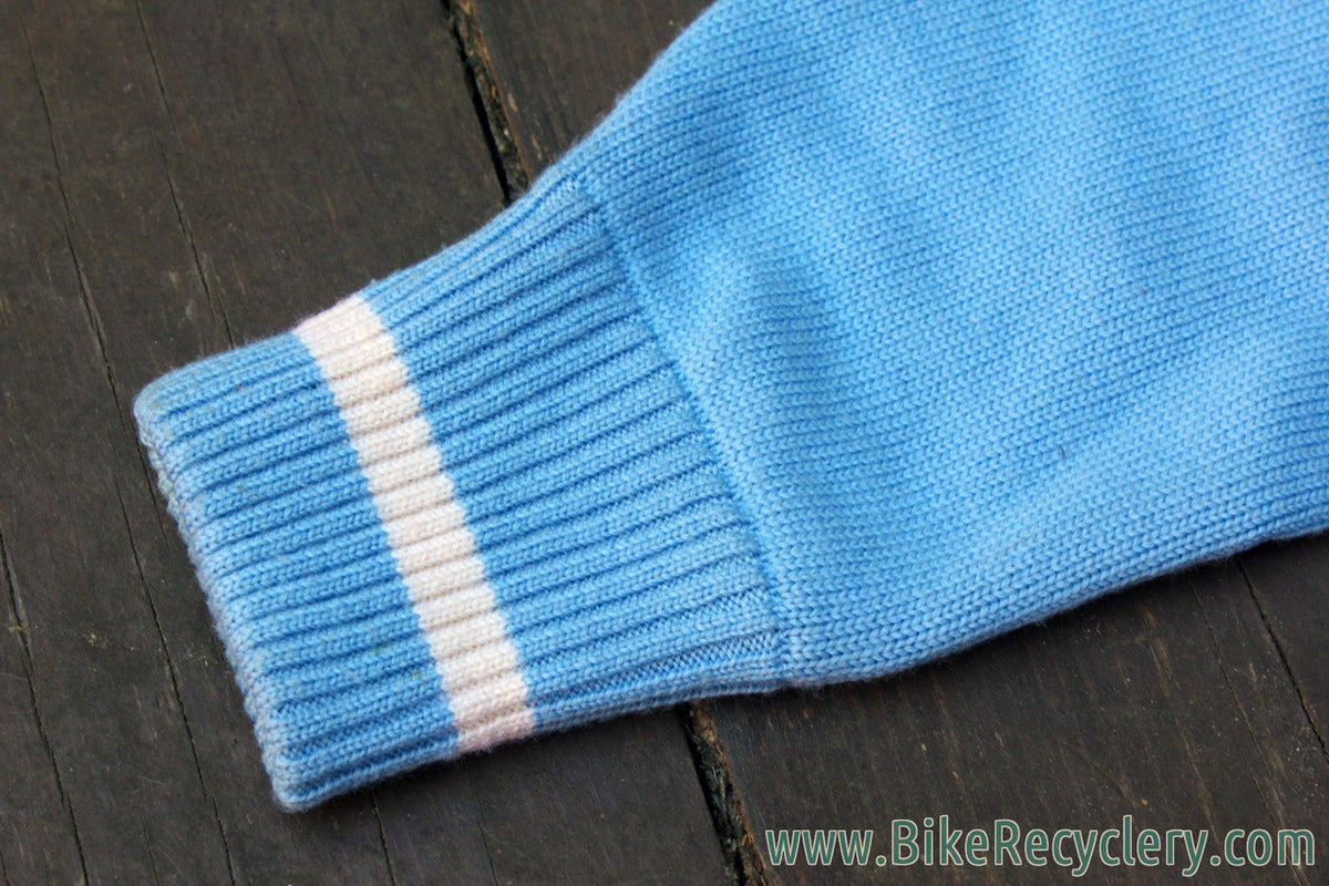 Bianchi Wool Trainer / Apres Sweater: Blue - Vintage Styled  - XL to XXL US