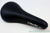 NIB/NOS 1991 Selle Italia Turbo SL / SLG Saddle: Alloy Rails - Black Buffalo Leather RARE!