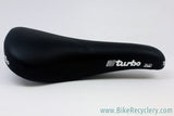 NIB/NOS 1991 Selle Italia Turbo SL / SLG Saddle: Alloy Rails - Black Buffalo Leather RARE!
