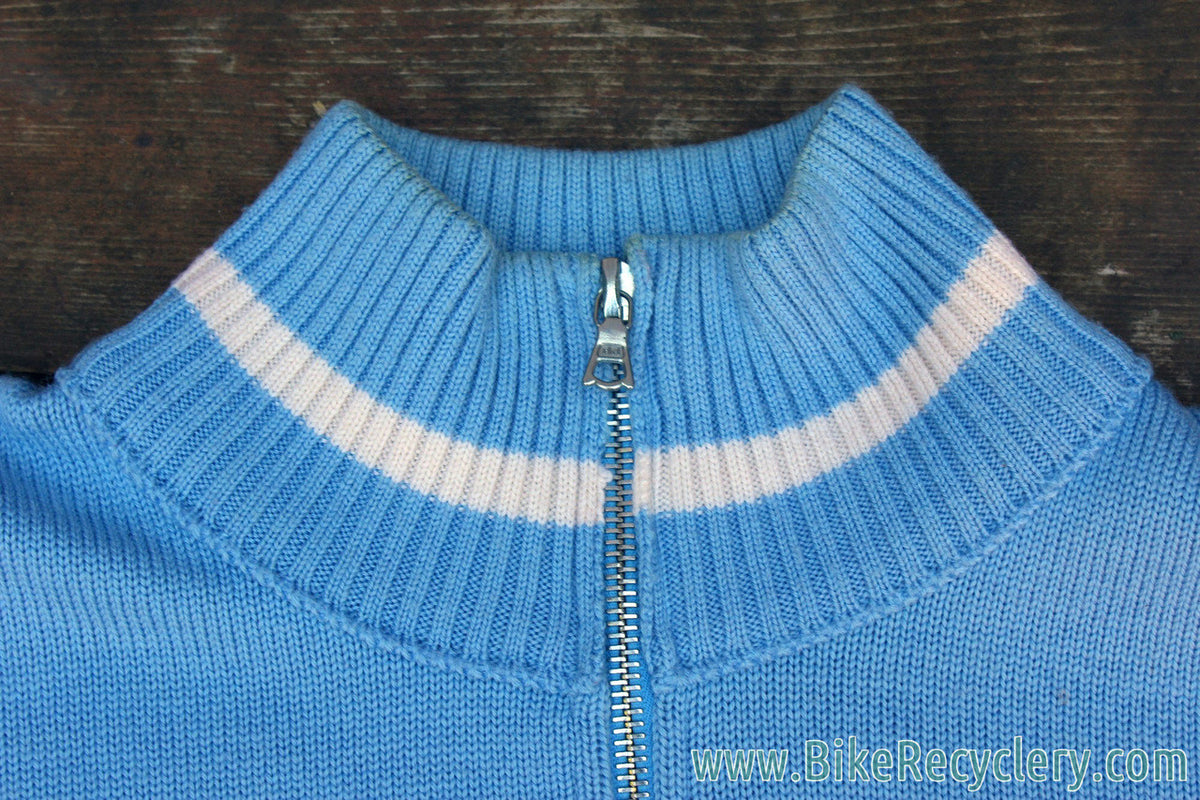 Bianchi Wool Trainer / Apres Sweater: Blue - Vintage Styled  - XL to XXL US