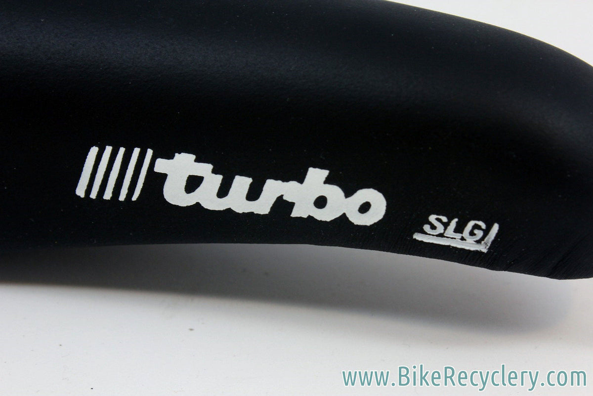 NIB/NOS 1991 Selle Italia Turbo SL / SLG Saddle: Alloy Rails - Black Buffalo Leather RARE!
