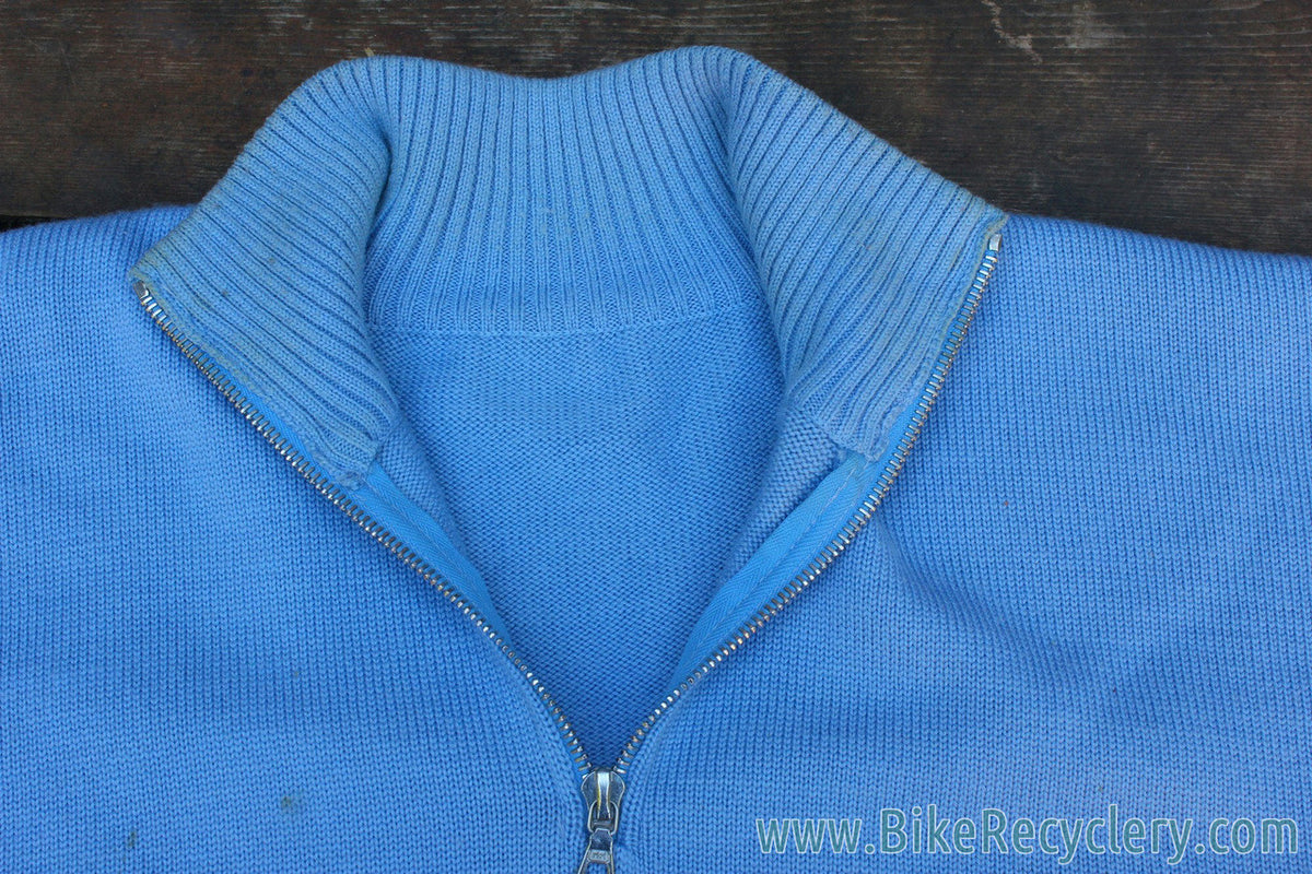 Bianchi Wool Trainer / Apres Sweater: Blue - Vintage Styled  - XL to XXL US