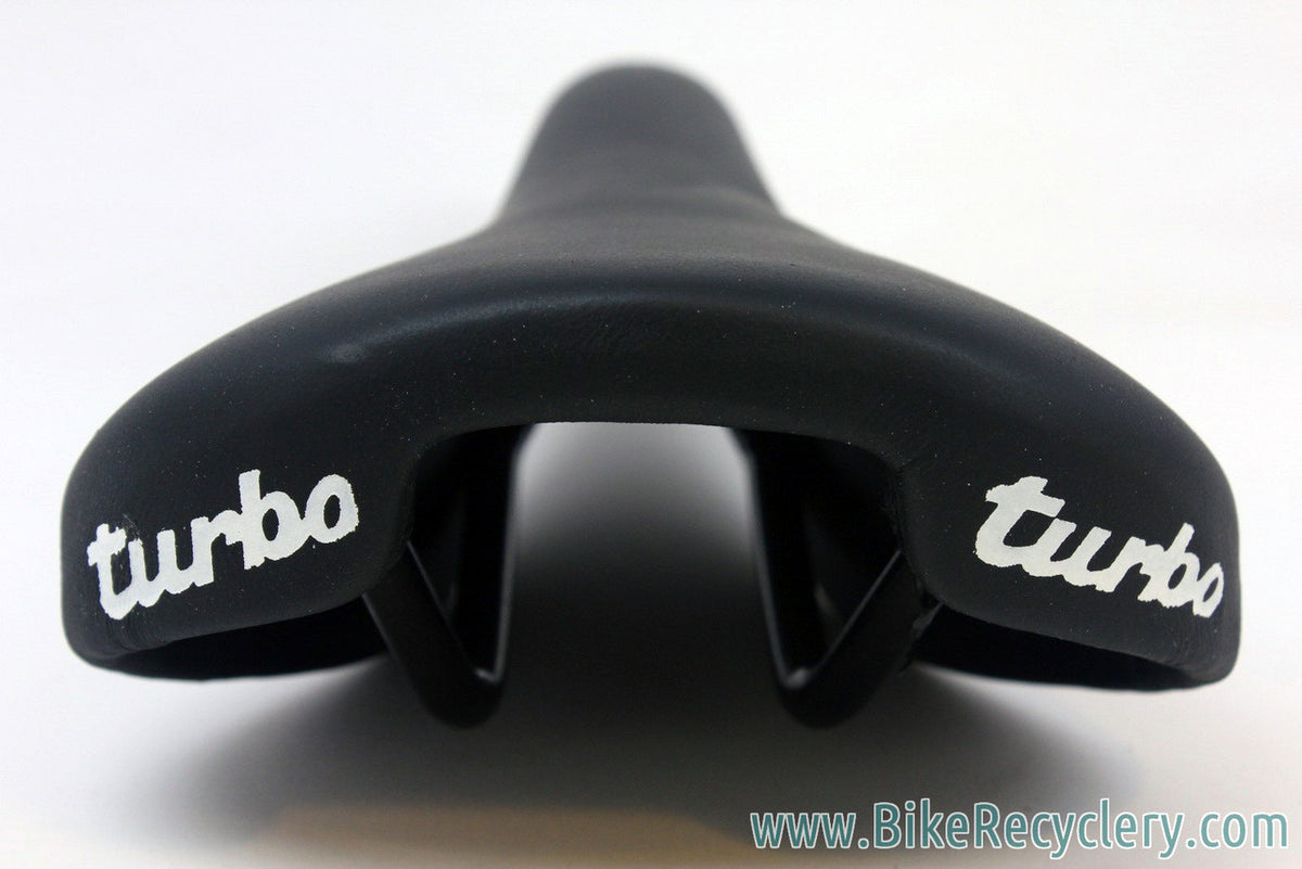 NIB/NOS 1991 Selle Italia Turbo SL / SLG Saddle: Alloy Rails - Black Buffalo Leather RARE!