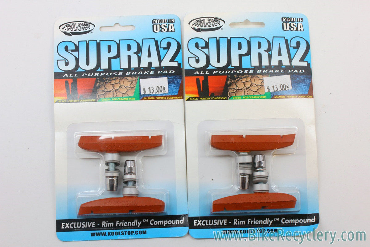 Kool Stop Supra 2 Salmon Cantilever Brake Pads: Black (two pairs)