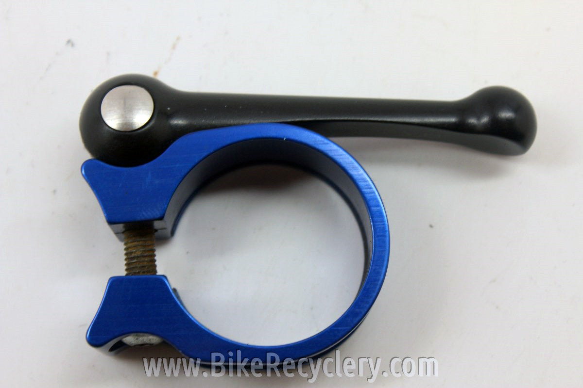 Cook Brothers Seatpost Collar & QR Lever: 31.8mm, Black/Blue, MINT & RARE