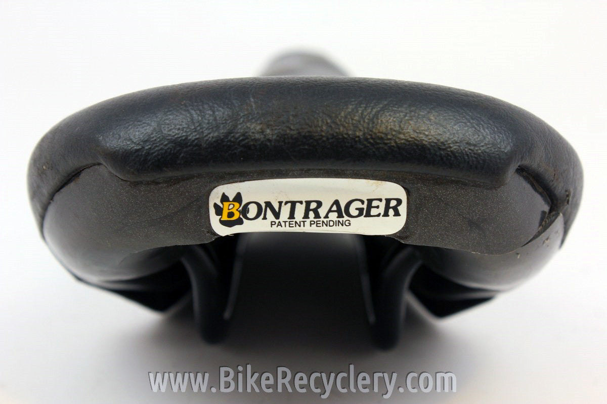 Vintage Bontrager San Marco Saddle: Embroidered Paws, Black Leather, 1990's