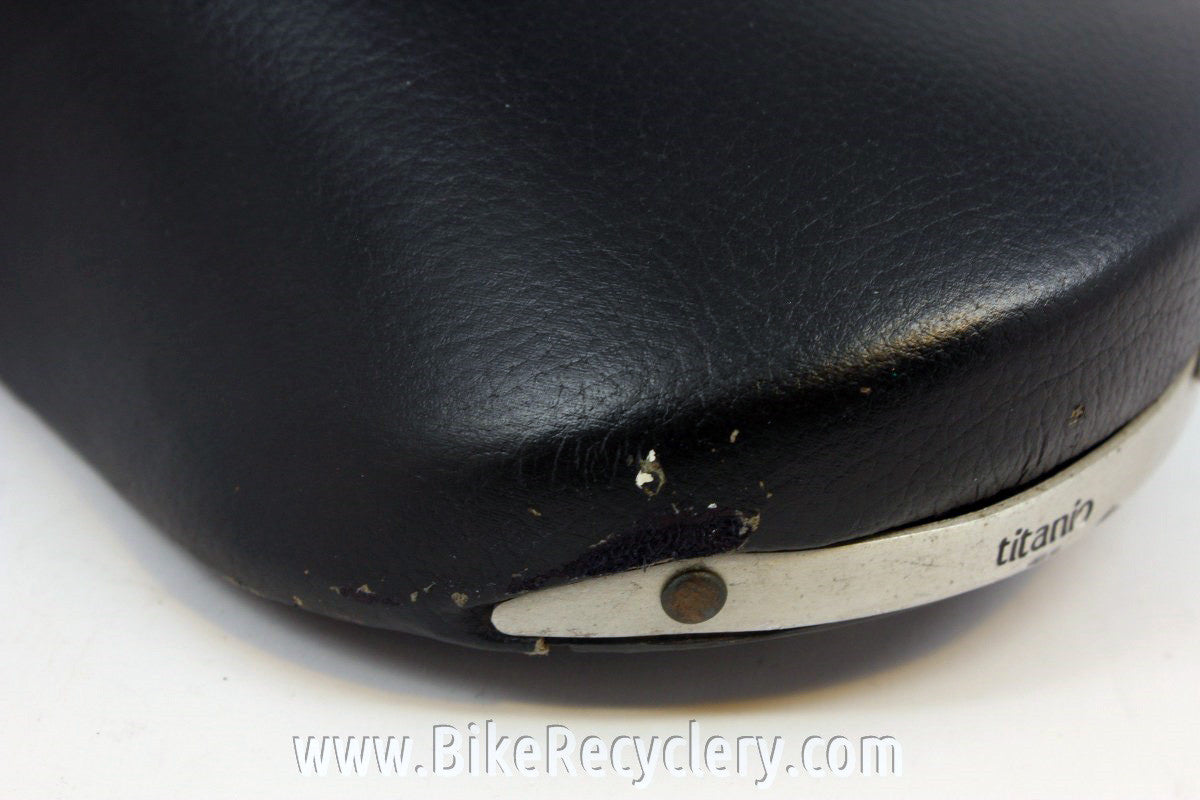 Vintage San Marco Rolls Titanio Saddle: Black Leather, 1990's