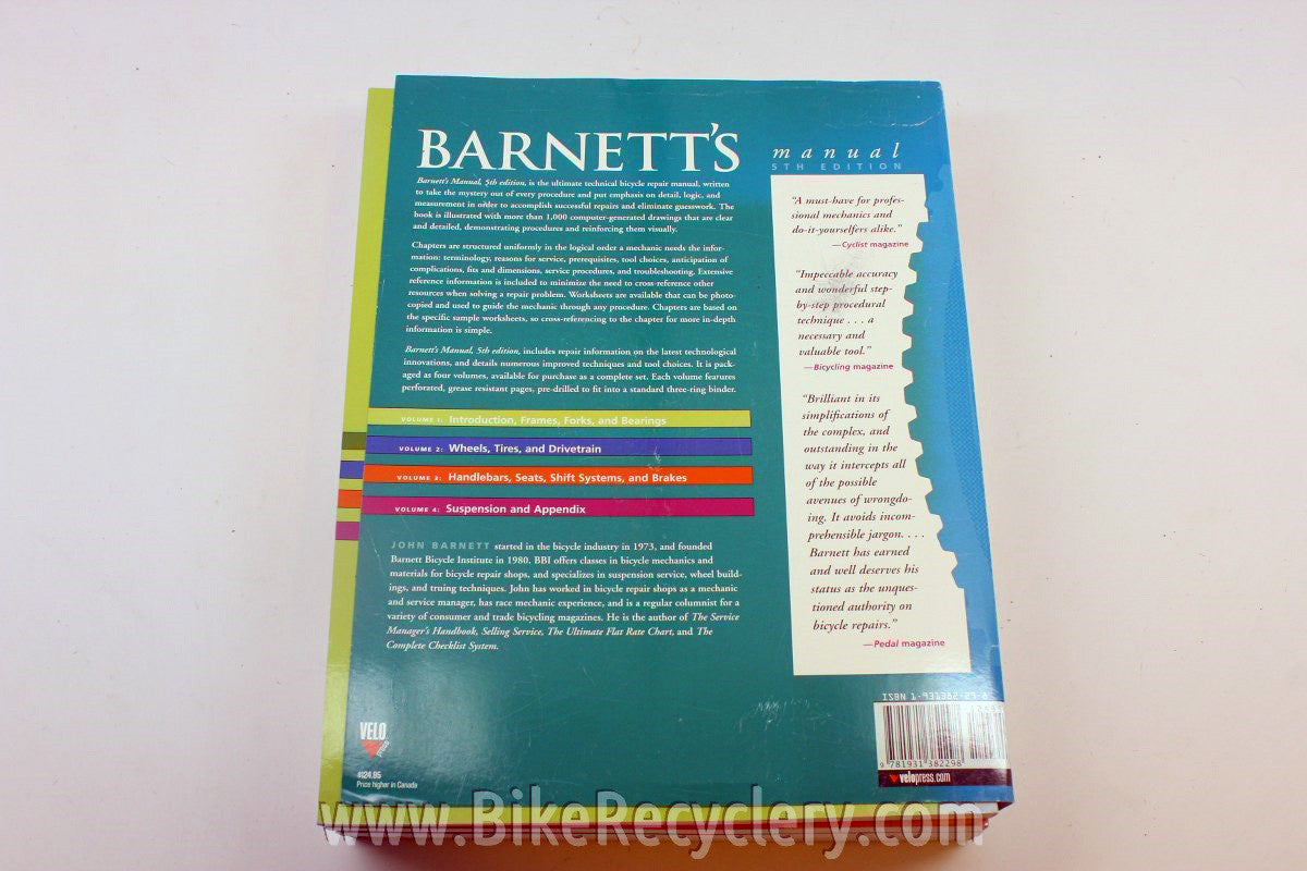 Barnett's Analysis & Procedures for Bicycle Maintenance, 5th Edition: Shop Reference Manual