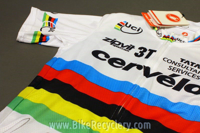 Castelli Team Cervelo World Champion Stripes Cycling Jersey: White, Large, NEW