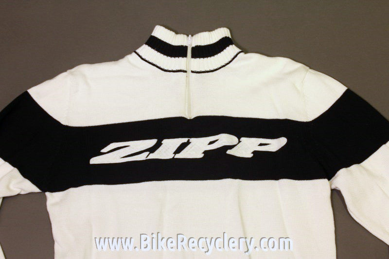 Authentic Zipp Speed Weaponry Winter Cycling Sweater / Jersey: 100% Cotton, White/Black, Medium, NEW