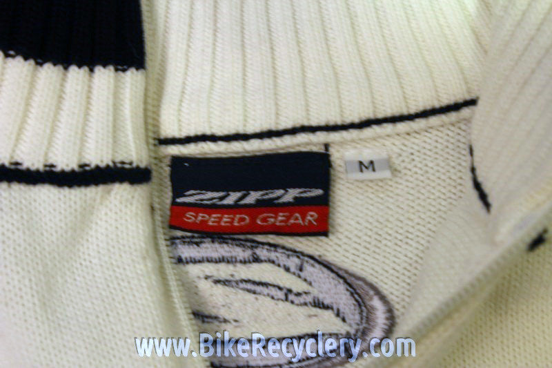 Authentic Zipp Speed Weaponry Winter Cycling Sweater / Jersey: 100% Cotton, White/Black, Medium, NEW