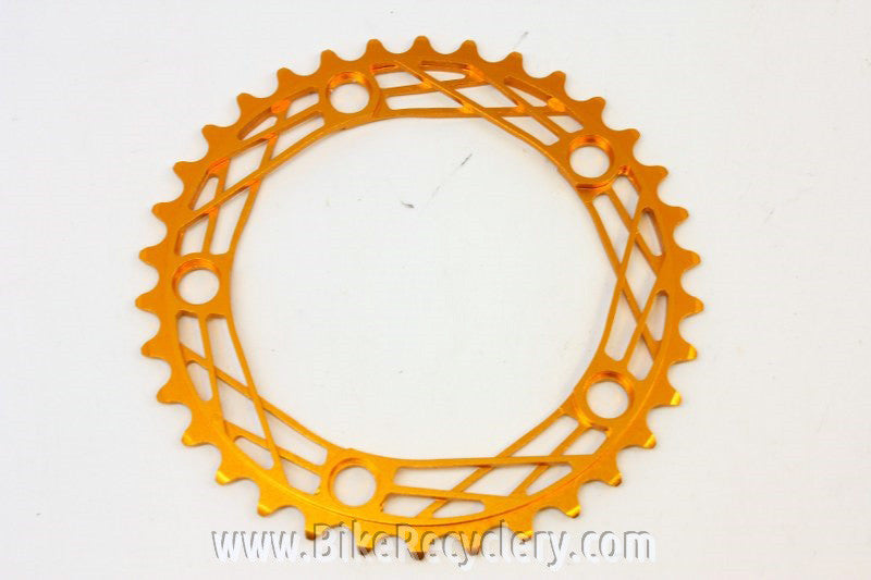 KCNC K4 Cobweb Chainring: 34t x 110mm Road Compact - Orange / Gold Anodized (NEW)