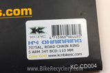 KCNC K4 Cobweb Chainring: 34t x 110mm Road Compact, Orange / Gold Anodized NEW