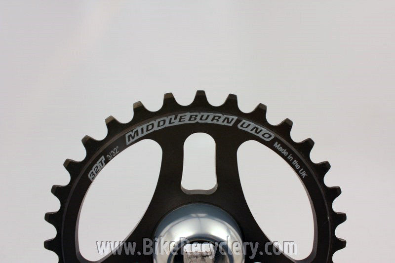 Middleburn RS7 Crankset: 175mm, Uno 32t Single Speed, Square Taper, Silver MINT