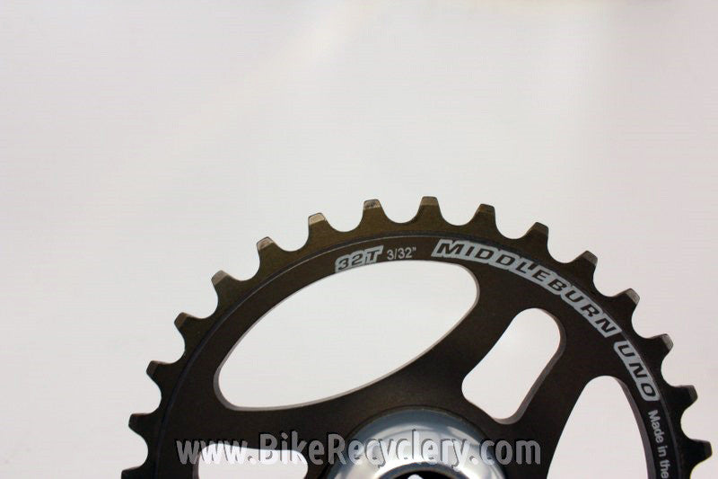 Middleburn RS7 Crankset: 175mm, Uno 32t Single Speed, Square Taper, Silver MINT