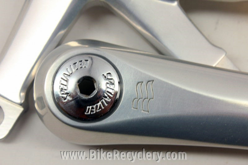 NIB/NOS Vintage Specialized Racing "Flag" Crankset: Road 144mm BCD, 175mm, Dust Caps, Pristine