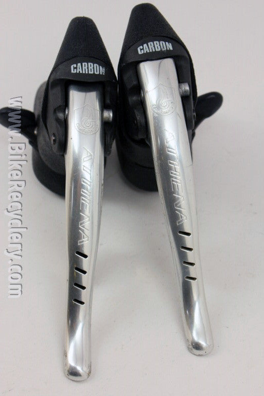 Vintage Campagnolo Athena 8 Speed Ergo Shifters / Brifters: Triple/Double, Engraved/Slotted