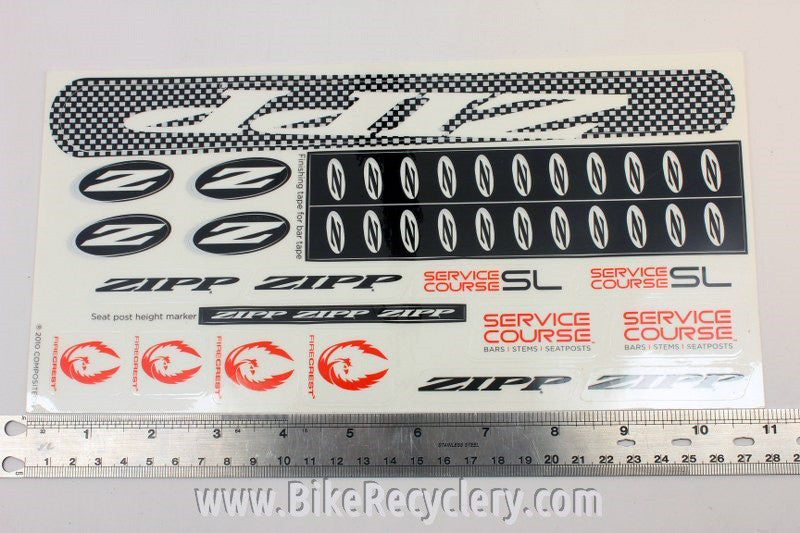 ZIPP Speed Weaponry Sticker Sheets: Chainstay, Bar Tape, Wheel Decals, etc