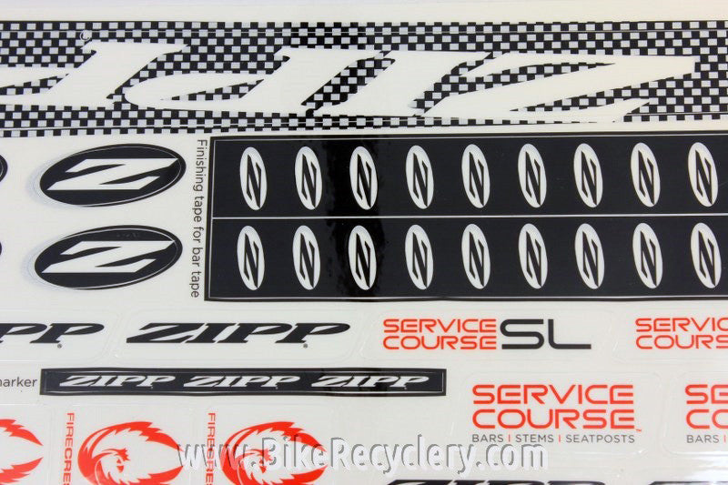 ZIPP Speed Weaponry Sticker Sheets: Chainstay, Bar Tape, Wheel Decals, etc