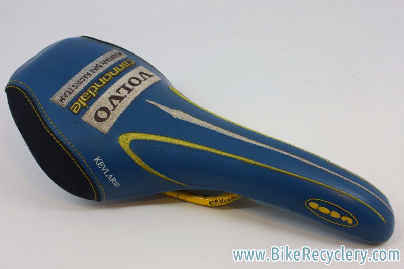 Vintage Team Volvo Cannondale Coda Saddle: Blue / Yellow, Near Mint